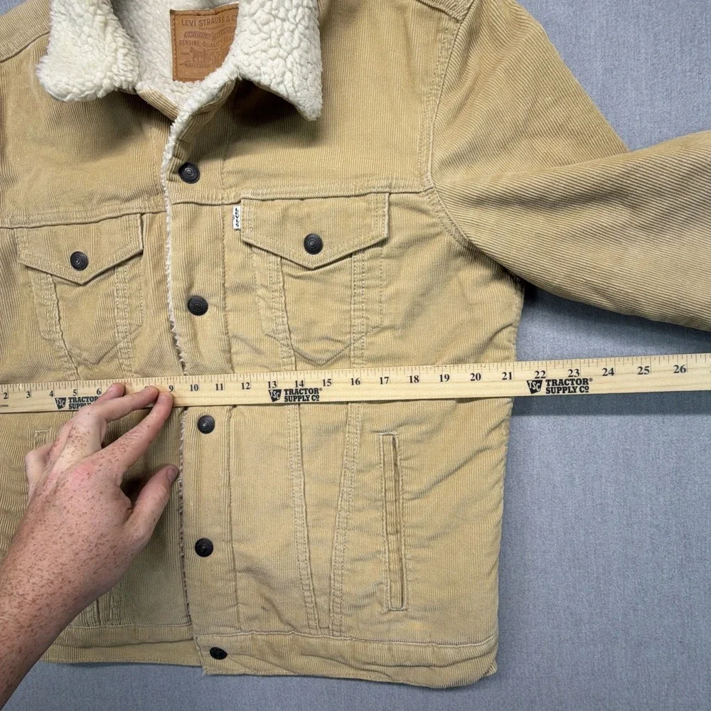 Levi's Sherpa Lined Corduroy‎ Tan Trucker Jacket Mens M Beige Levi Strauss Coat